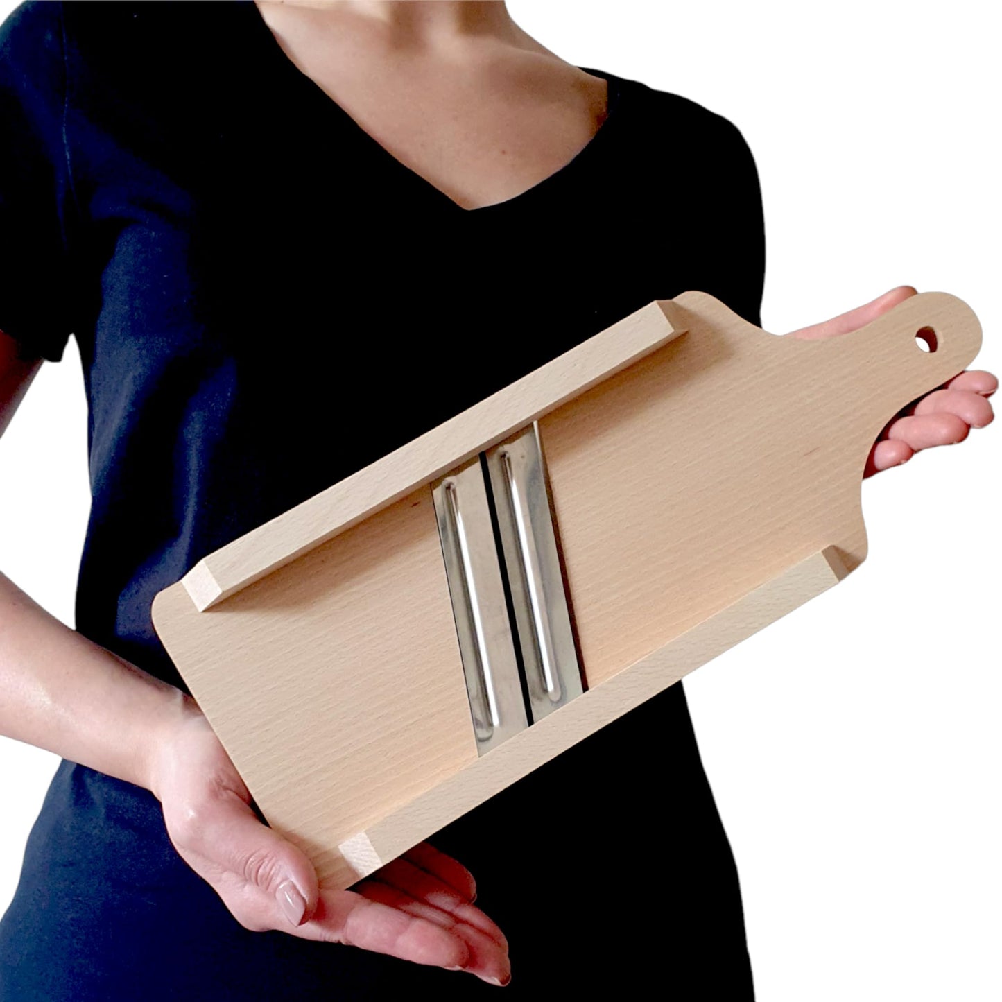 OSTENTO Cabbage Slicer | Mandoline Vegetable Slicer Wood - Cabbage Grater Cabbage Cutter Kraut Cutter Vegetable Slicer Sauerkraut Slicer Cucumber Slicer Potato Slicer - Made in EU (2 Blades)