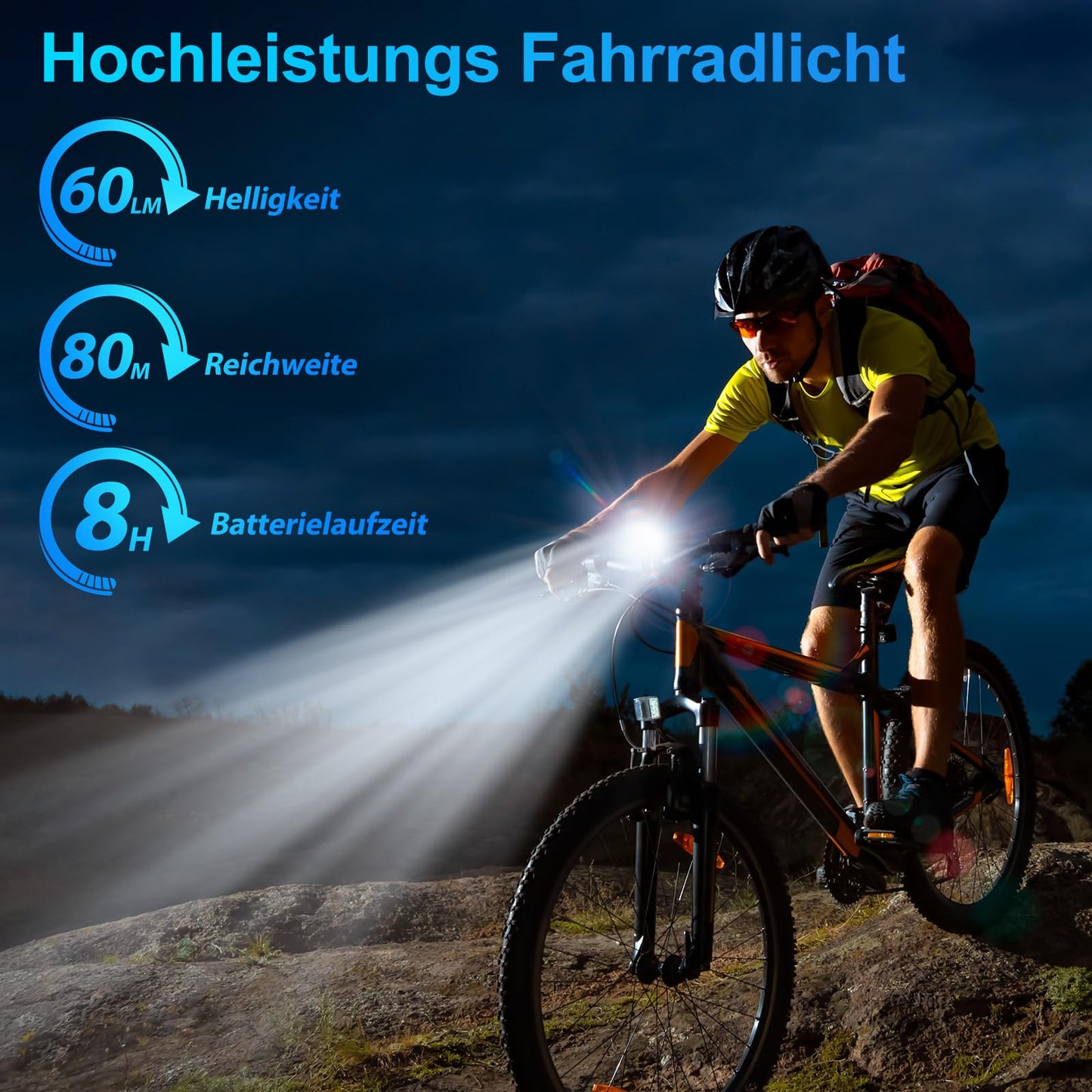 Bike light LED set bicycle lighting USB rechargeable bike lamp IPX5 waterproof front light & taillight StVZO approved bike lighting