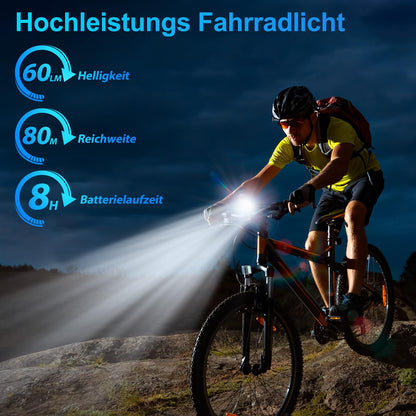 Bike light LED set bicycle lighting USB rechargeable bike lamp IPX5 waterproof front light & taillight StVZO approved bike lighting