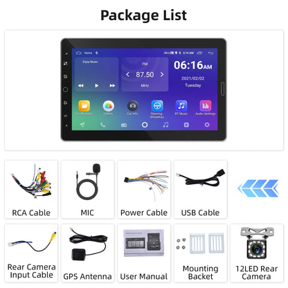 Android 13 car radio 1 Din with GPS navigation WiFi Bluetooth hands-free calling 10.1 inch detachable touchscreen car radio with Mirror Link Bluetooth FM/RDS/EQ/DAB/OBD/DVR steering wheel control backup camera