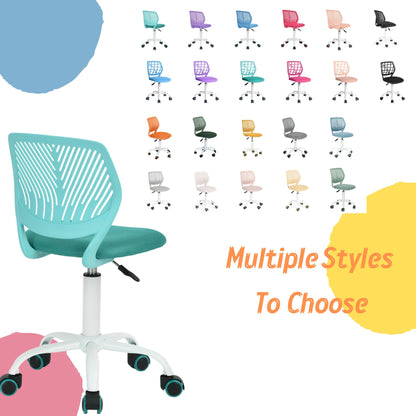 Homy Casa Desk Chair Adjustable Swivel Office Chair Fabric Seat Ergonomic Work Chair without Armrest Turquoise