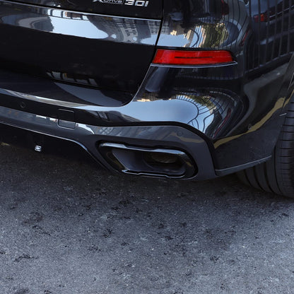 Stainless steel exterior accessories, exhaust pipe end decoration, frame cover for X5 G05 X7 G07 2019-2021 M Sport version car accessories (black)