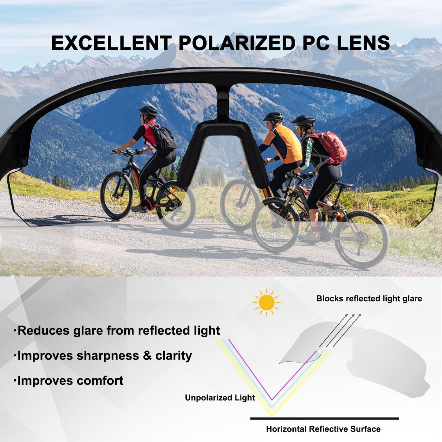 BangLong bike glasses polarized sunglasses for men and women, UV400 protection sports eyewear for fast, running, racing bike, biker, MTB glasses, cycling windproof glasses.