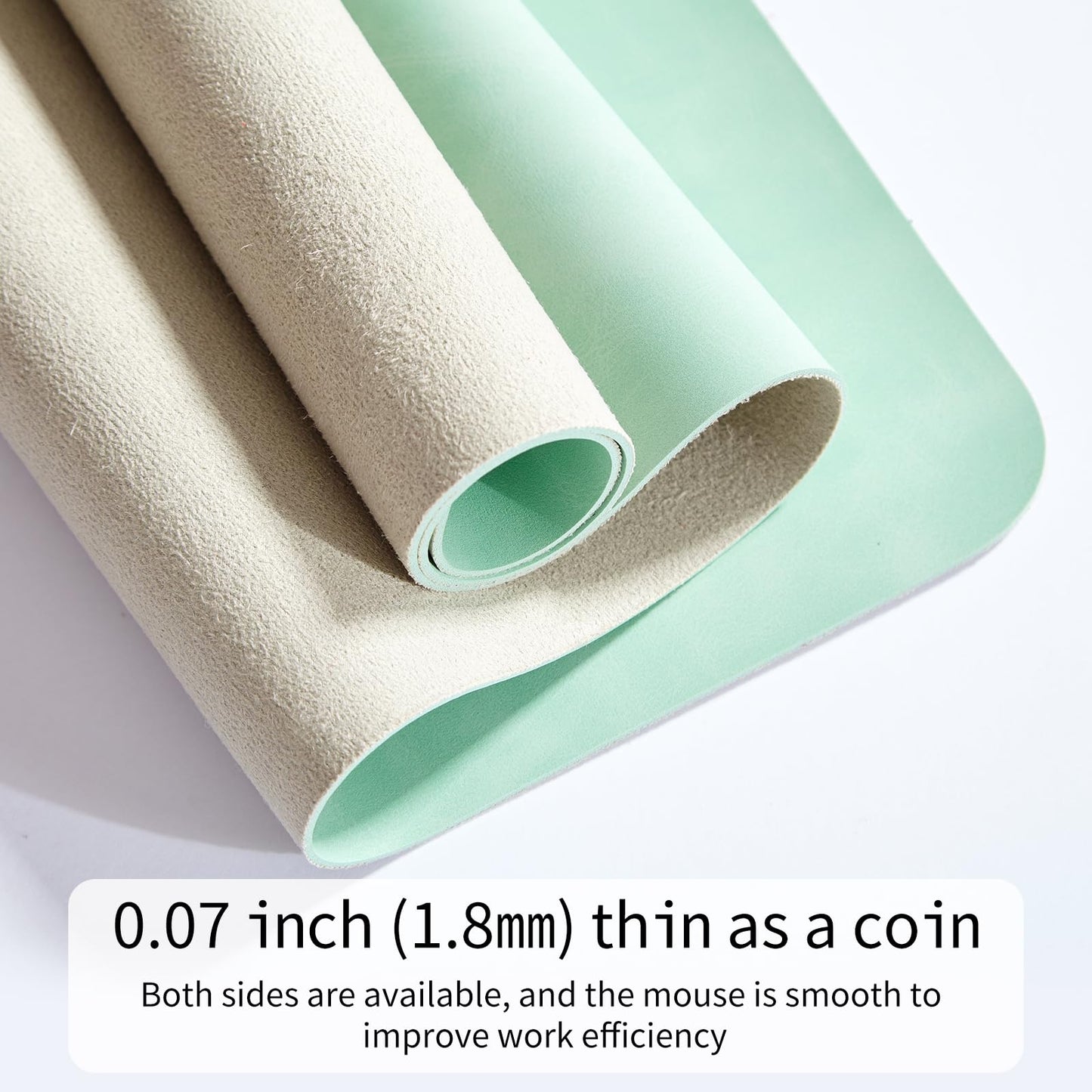 Lllunimon Large Leather Desk Pad Protector Mouse Pad PU Leather Desk Mat Large Mouse Pad Non-Slip Table Mats Mouse Mat Waterproof Writing Pad for Office and Home (Light Green, 120x60cm)