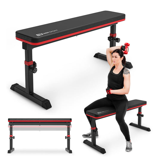 Hop-Sport Folding Adjustable Weight Bench - Home Workout Bench, Fitness Equipment for Strength Training & Bench Press, supports up to 200 kg.