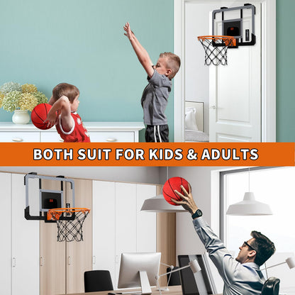 HYES Mini Basketball Hoop for Kids, Room Basketball Set with Electronic Scoreboard, 3 Ball Pump Indoor Outdoor Basketball Hoop, Sports Toy Basketball Board