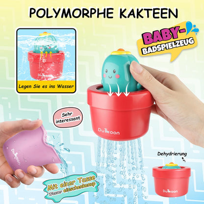 GILOBABY Bath Toy Set, Baby Bath Tub Toy, Water Toy for Kids with Cup, Bear, and Cactus, Baby Toy Gift for Boys and Girls Birthday from 6 Months.