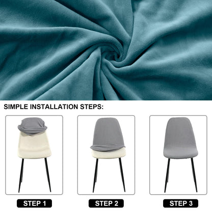 Lydevo chair covers 6-pack dining room Stretch chair covers for dining chairs Universal Washable Cover Chair Covers Scandinavian Chair Cover for Kitchen Chairs Hotel Banquet, Velvet #Peacock Blue