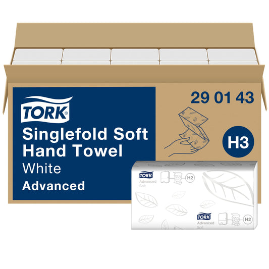 Tork Soft Zigzag Paper Towels Advanced 290143 - H3 Folded Towels for Paper Towel Dispenser - absorbent and tear-resistant, 2-ply, white - 15 x 250 sheets