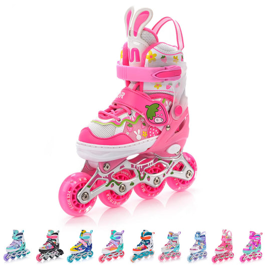 meteor® Inline Skates 4in1 Kids Inliner Roller Skates Roller Blades Quad Skates Carbon Kids Inline Skates Adjustable Shoe Big Wheels