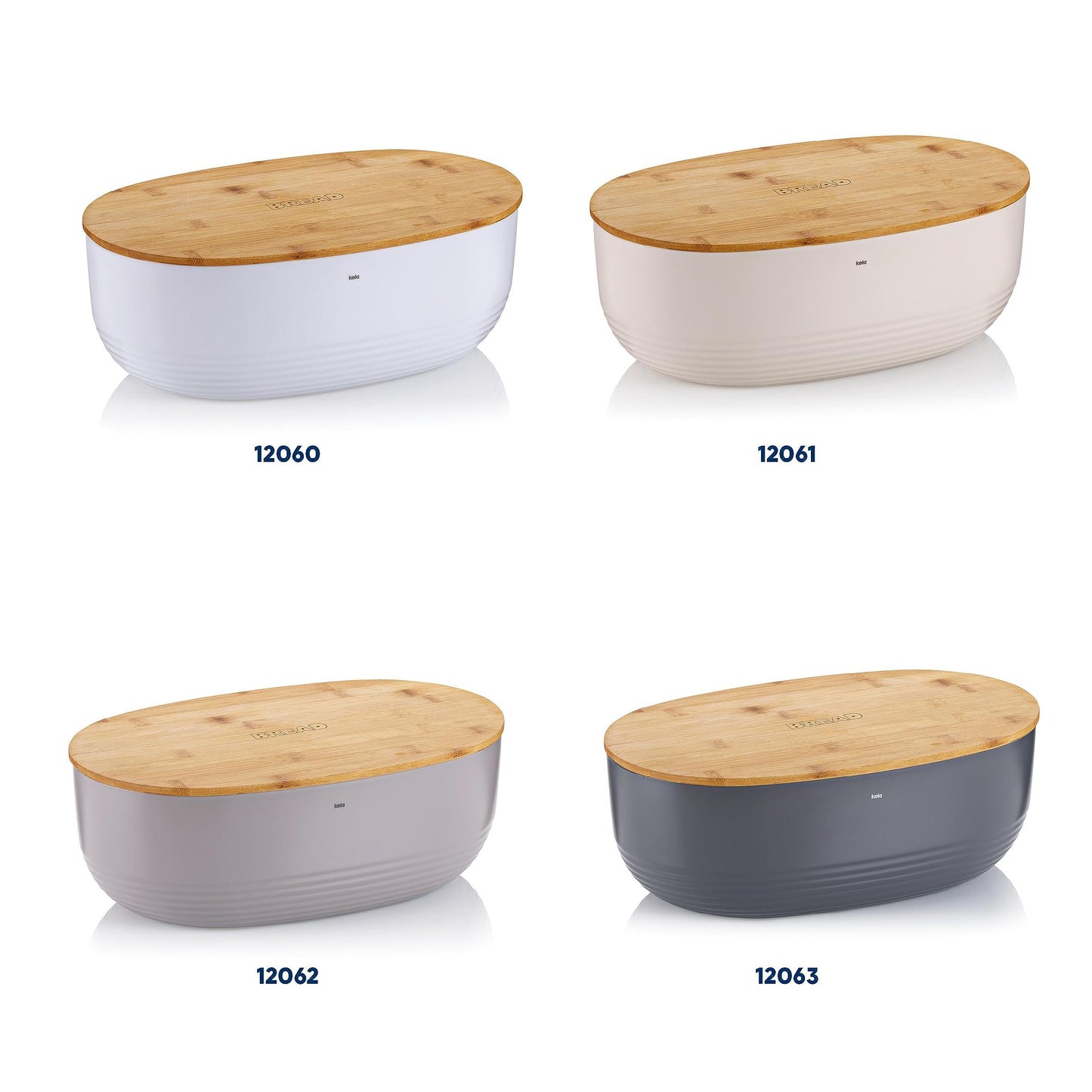 kela Bread Box grey with ventilation holes in bamboo lid 37.5x23x14cm, plastic bread bin, NAMUR, bread storage box