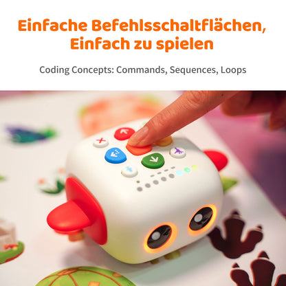 Programmable robot for children aged 3-5 years old, MatataStudio Tale-Bot Pro is a programmable robot toy kit for toddlers to learn early programming skills. STEM interactive electronic robot for ages 3+.