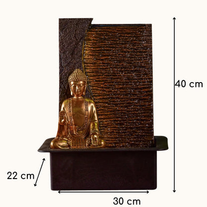 Zen'Light - Buddha Jati room fountain with removable yellow LED strip - Zen decor ideal for meditation and relaxation - Quiet water pump - Lucky fountain with closed circuit - H 40cm