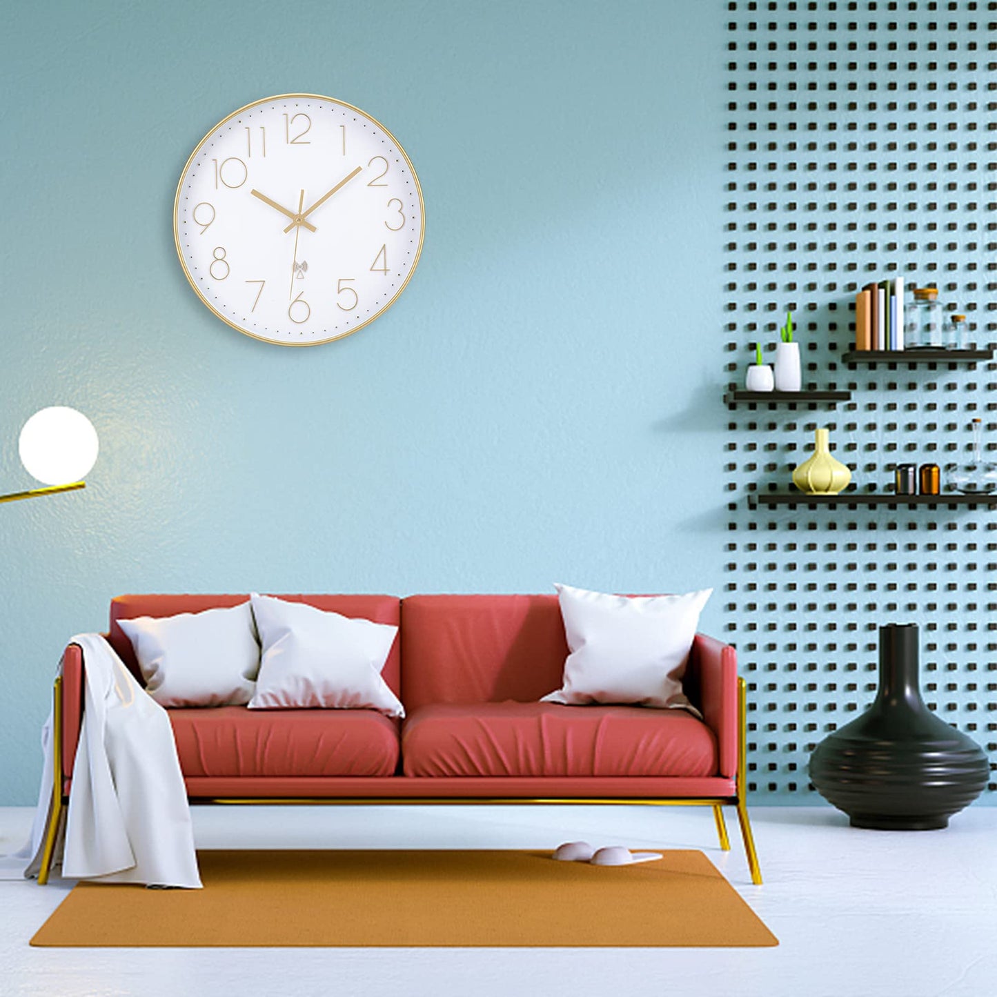 VIVILINEN Silent Wall Clock Modern Radio Controlled Clock Noiseless Non-Ticking Clock Hanging Clock for Living Room Bedroom Office Kitchen 30x30cm/12 Inch