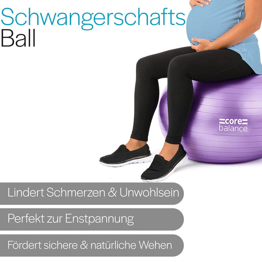 Core Balance, burst-resistant exercise ball - for fitness yoga pregnancy - 55cm 65cm 75cm 85cm - includes air pump.