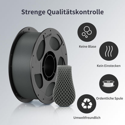 ANYCUBIC Refill PLA and Spool Kit 4KG, 1.75mm Filament 3D printing materials with high flowability, neatly wound, intelligent identification, black texture grey.