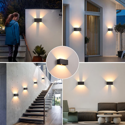 LED wall light for indoor/outdoor use with motion sensor, 24W wall lamp, IP65 waterproof outdoor wall light 3000K warm white wall lighting, outdoor light with adjustable up-down beam angle, black 2 pieces.