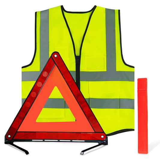 ZTBFHLZQ Warning Triangle vehicle Safety Vest Set, 360 Degree Reflective Warning Triangle, Reflective Emergency Triangle, Vehicle Safety Vest, Foldable Emergency Triangle, Foldable Warning Triangle with Storage Case