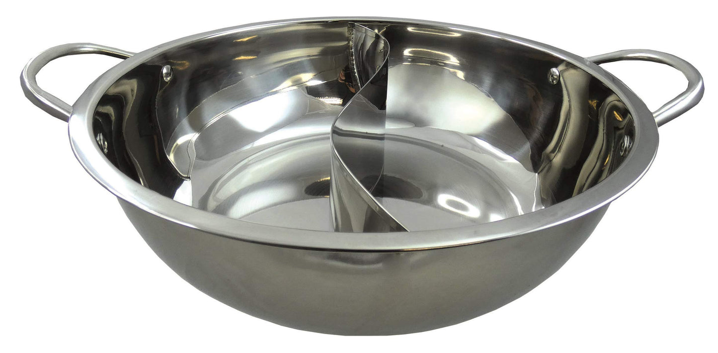 yoaxia ® - [Ø 32cm Stainless Steel HOT POT] Pot with 2 compartments / Fire pot / Shabu Shabu