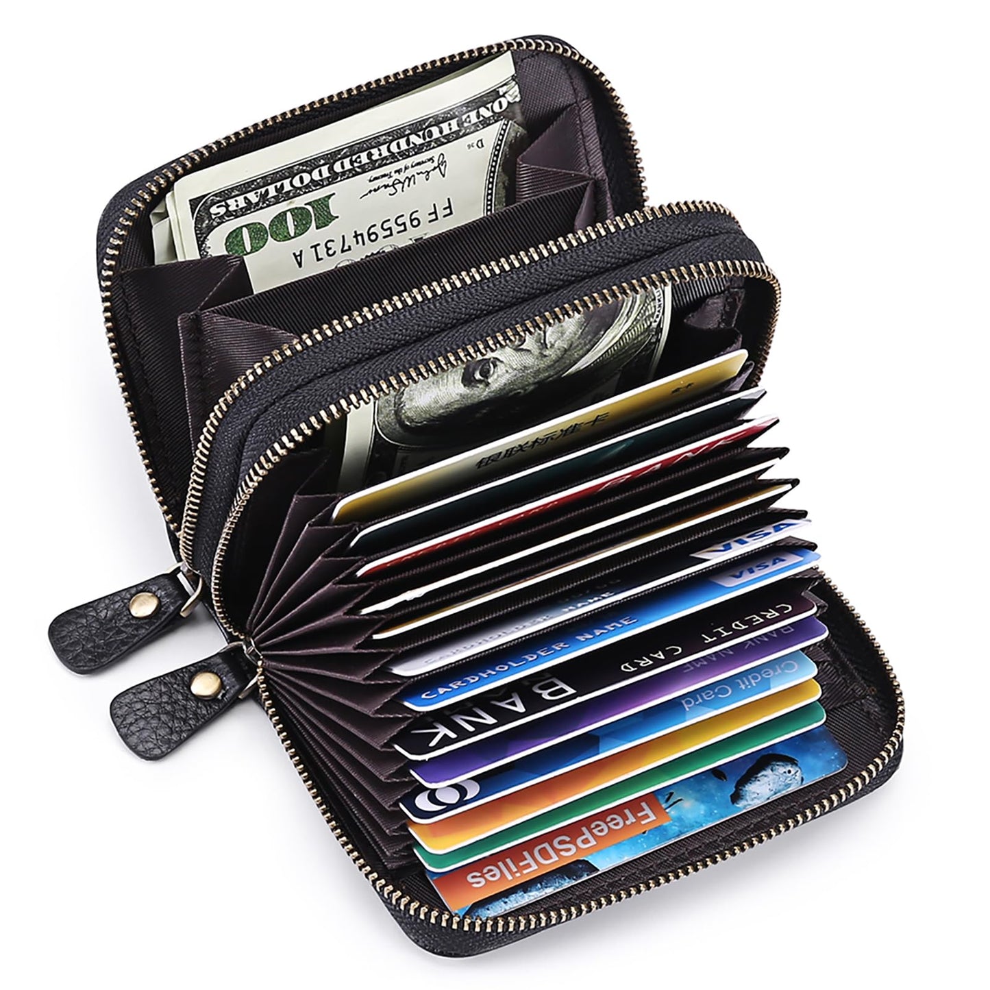 GAEKEAO women's small wallet made of genuine leather, wallet for women with RFID protection, mini women's purse with coin pocket zipper wallet card holder with many card slots.