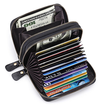 GAEKEAO women's small wallet made of genuine leather, wallet for women with RFID protection, mini women's purse with coin pocket zipper wallet card holder with many card slots.