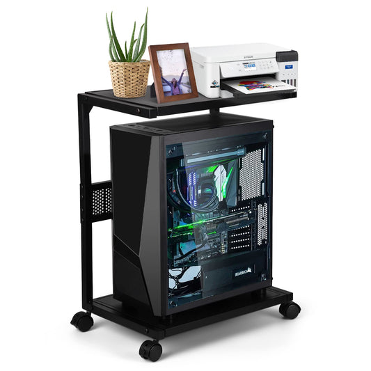Which PC Stand Iron Computer Stand 2 Layer CPU Holder with Wheels for Desk (C-Style Small)