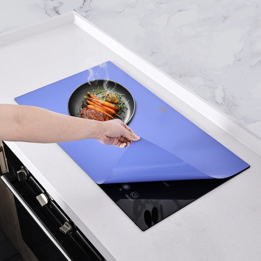 KitchenRaku Large Induction Protection Mat, Non-Slip Silicone Induction Cooktop Protection Mat (magnetic) Cooktop Scratch Protection for Induction Cooktop (61x53cm, Blue)