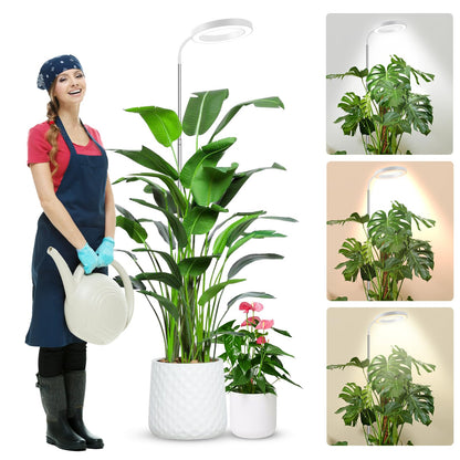 wolezek Plant Lamp LED Full Spectrum, 80 LEDs 6500K Grow Light, 160cm Large Grow Lamp, 3 Colors Plant Light with 360° Gooseneck, 6/12/16H Timer, 5 Brightness, Adjustable Height, White