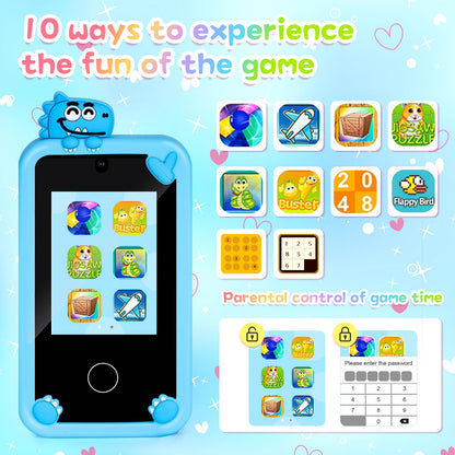Gifts for Young Girls 6 7 8 9 Kids Phone: Boy Toy 6-10 Years Kids Smartphone 7 8 9 10 Years for Girls Children's Toy Gift Boy 10 11 12 Years Blue Smartphone for Kids