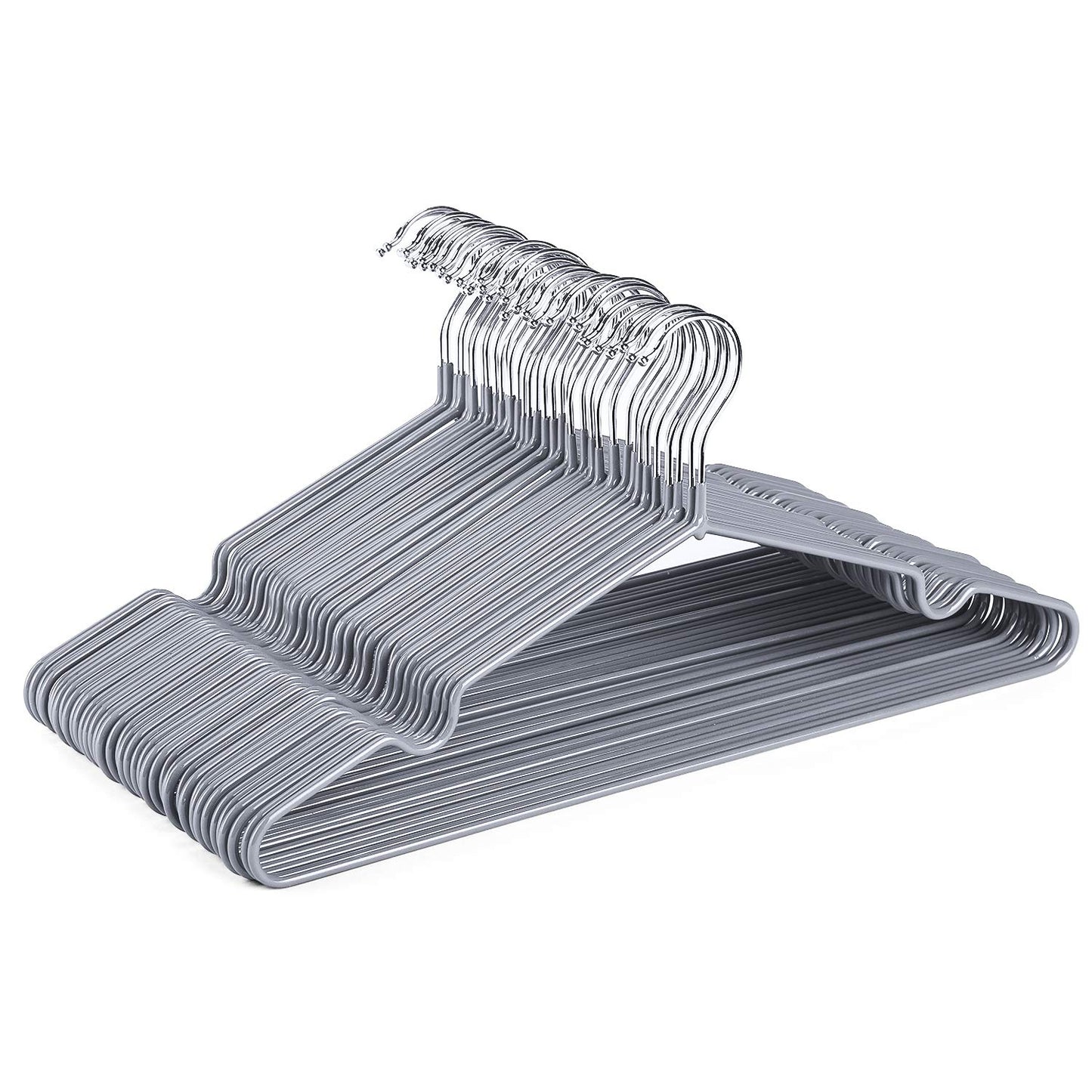 HOUSE DAY 40 Pack Gray Hangers Rubber Coated Metal Wire Hangers Non-Slip Space Saving Thin 0.4cm Thick