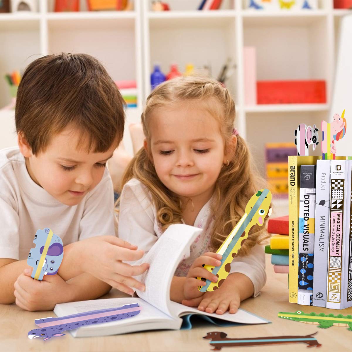 PAPERKIDDO guided reading strips, animal-shaped highlight bookmarks assist in reducing visual stress, reading rulers for kids, teachers, and dyslexics.