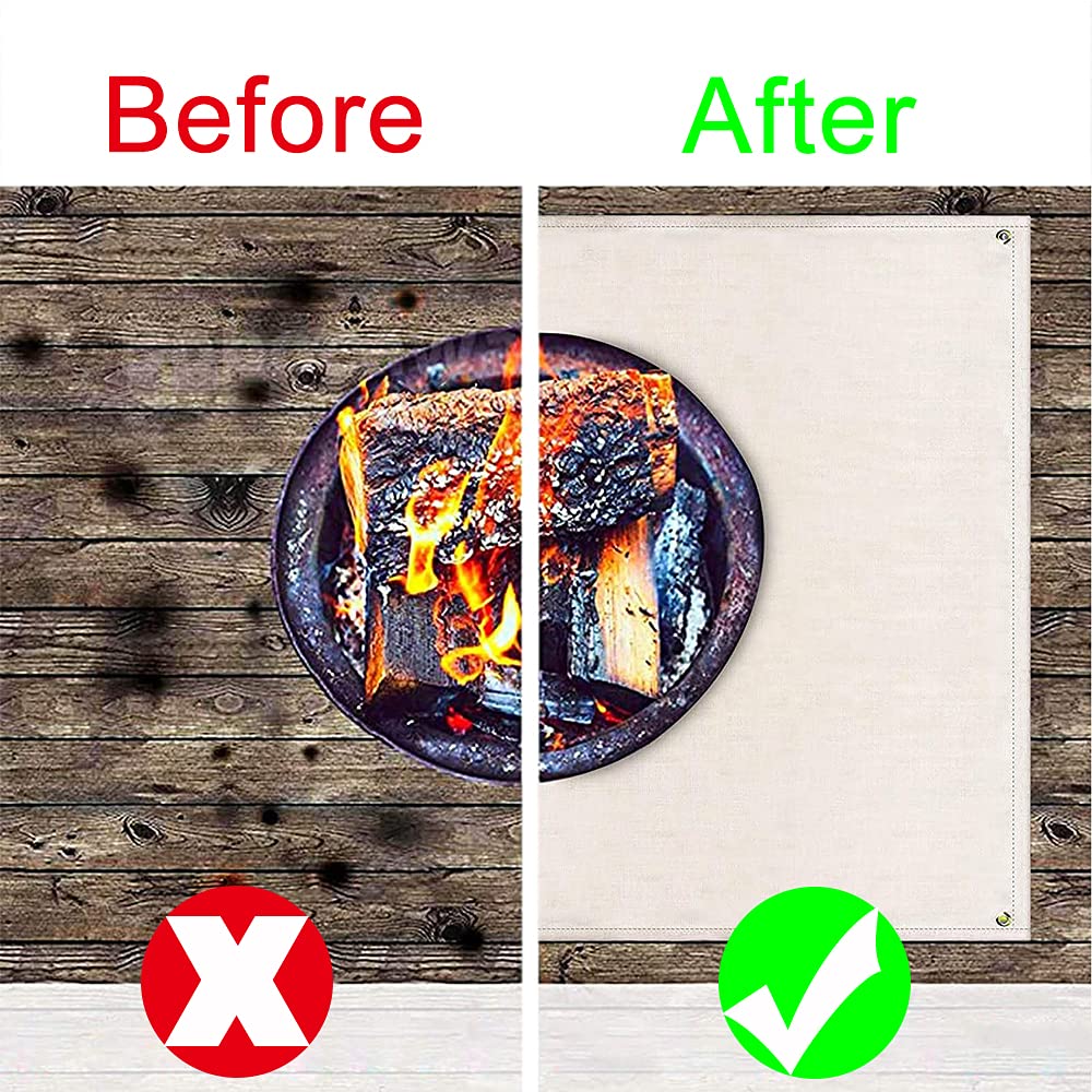 Hggzeg Fire Pit Mat, Grill Mat, fireproof glass mat, heat-resistant grill mat, highly flame-retardant protective mat for floor, patio, deck, lawn, outdoor or camping (size: 100 x 100cm)