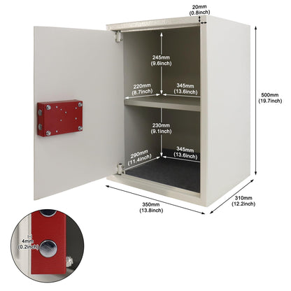 YRHome furniture safe XL-35x31x50cm with 2 key lock & mounting screws. Floor-wall safe money cabinet Beige.