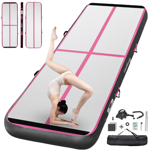 FBSPORT Airtrack Mat, 20cm Thick 4M Tumbling Mat, Gymnastics Mat with Air Pump, Training Mat with Carry Bag, Yoga Mat for Home, Outdoor.