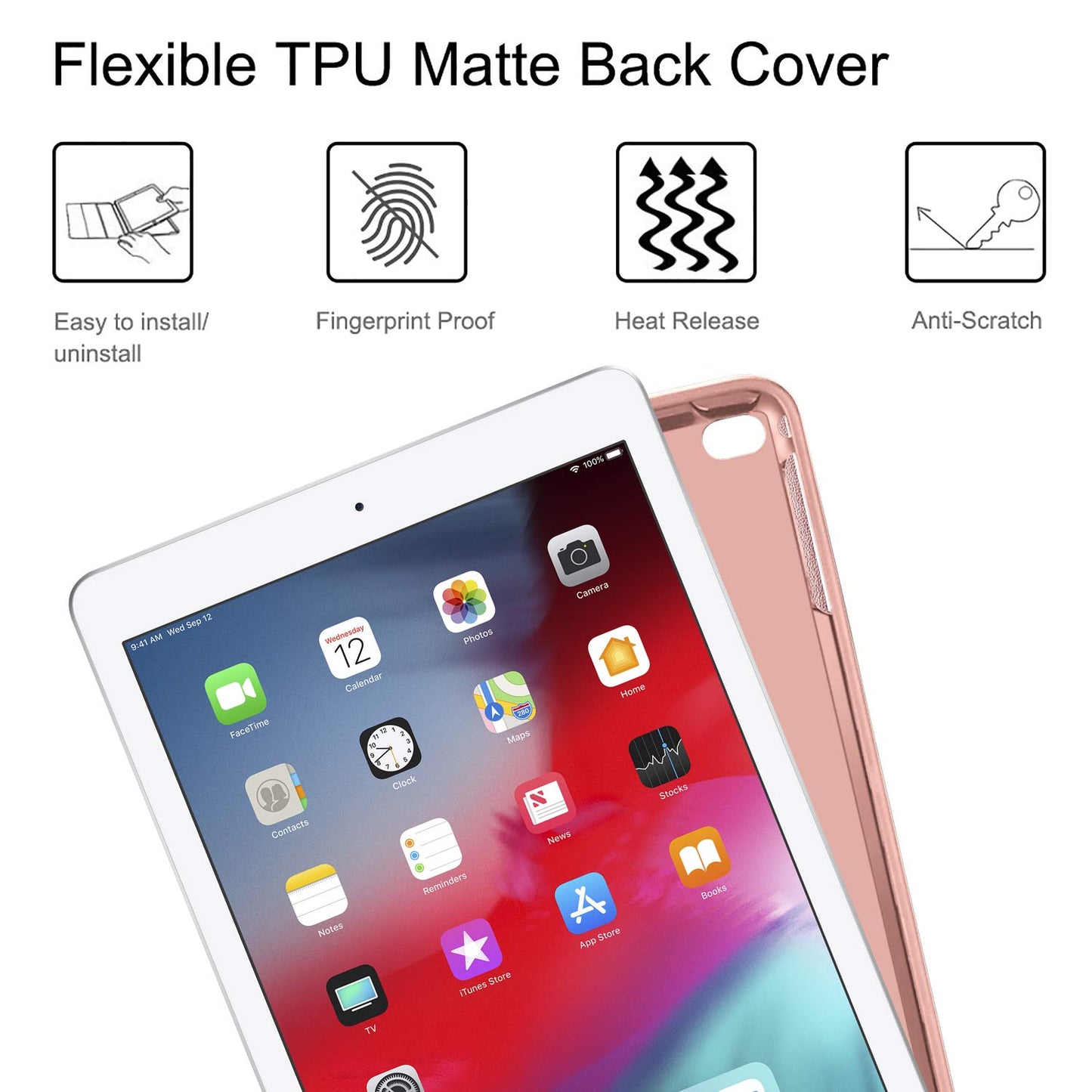 FINTIE Keyboard Case for iPad 9.7 2018 (6th Gen), Soft TPU Back Cover Keyboard Case with built-in Pencil Holder, Magnetic Detachable QWERTZ Bluetooth Keyboard, Rose Gold