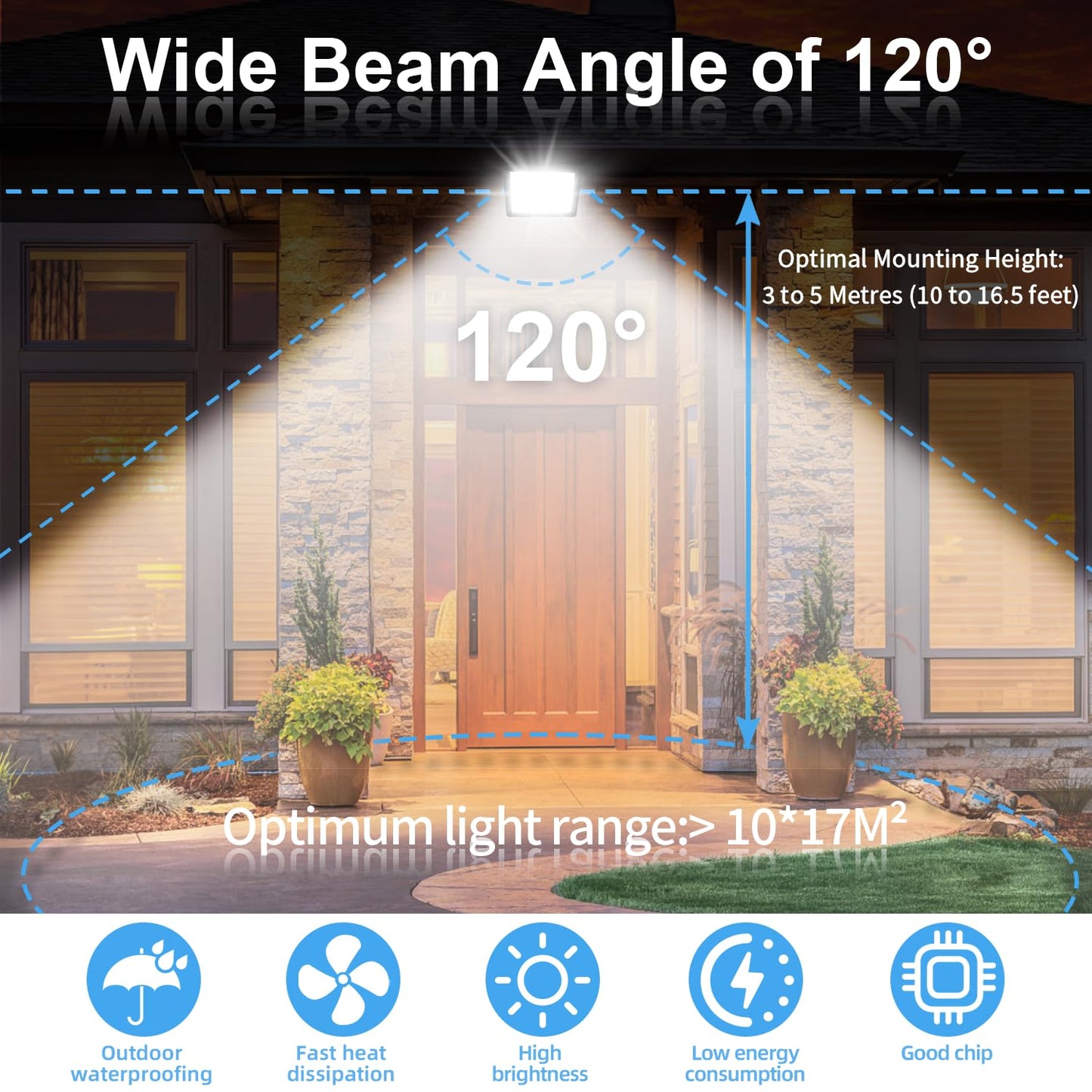 300W LED floodlight outdoor, super bright 30000LM LED spotlight outdoor, 6500K cool white floodlight IP66 waterproof outdoor light floodlight for backyard garage hallway garden hotel