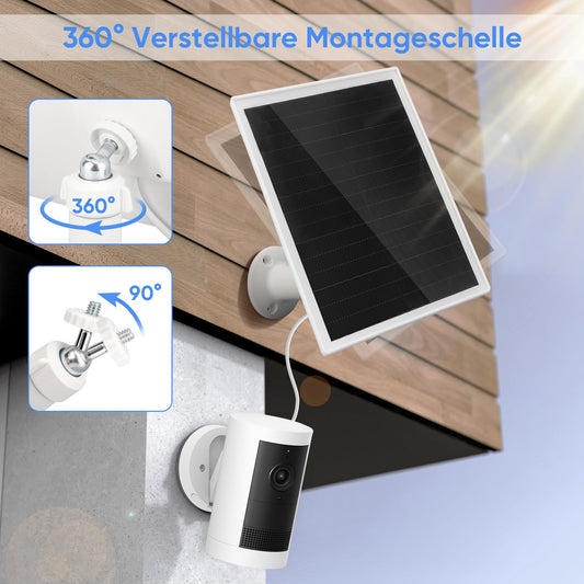 6W Solar Panel for Ring Camera, Surveillance Camera Solar Panel with 360° Adjustable, IP66 Waterproof, Monocrystalline Solar Panel with 9.8 Cable for Outdoor, 2 Pack