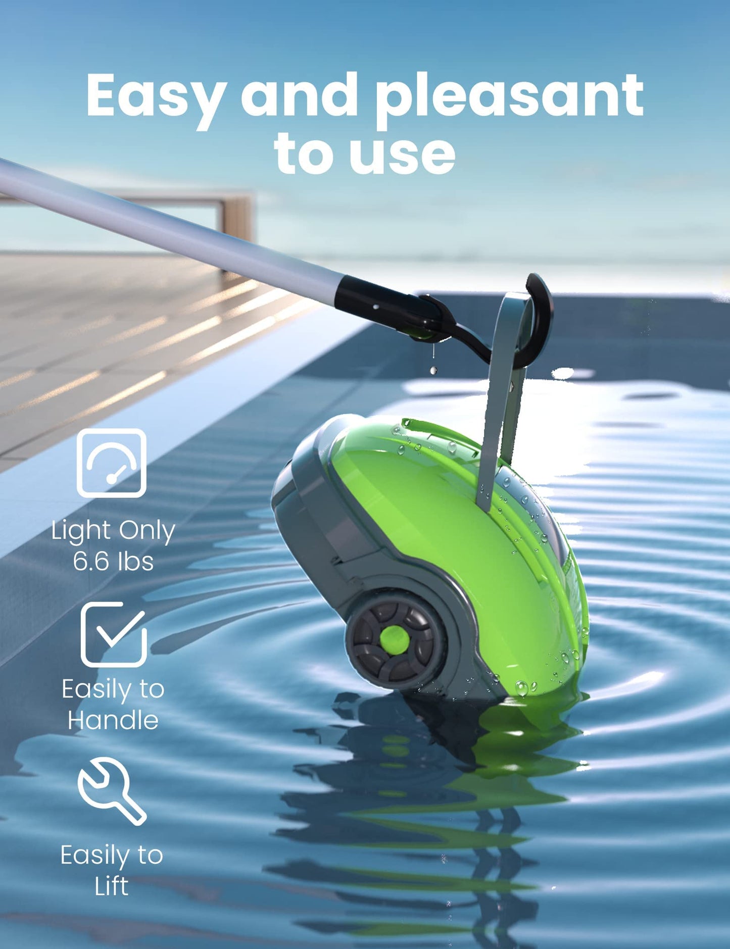 WYBOT Pool Robot Battery, Efficient Cleaning for Pools up to 50m² - Battery powered, Self-parking function & Dual Motor for maximum suction力