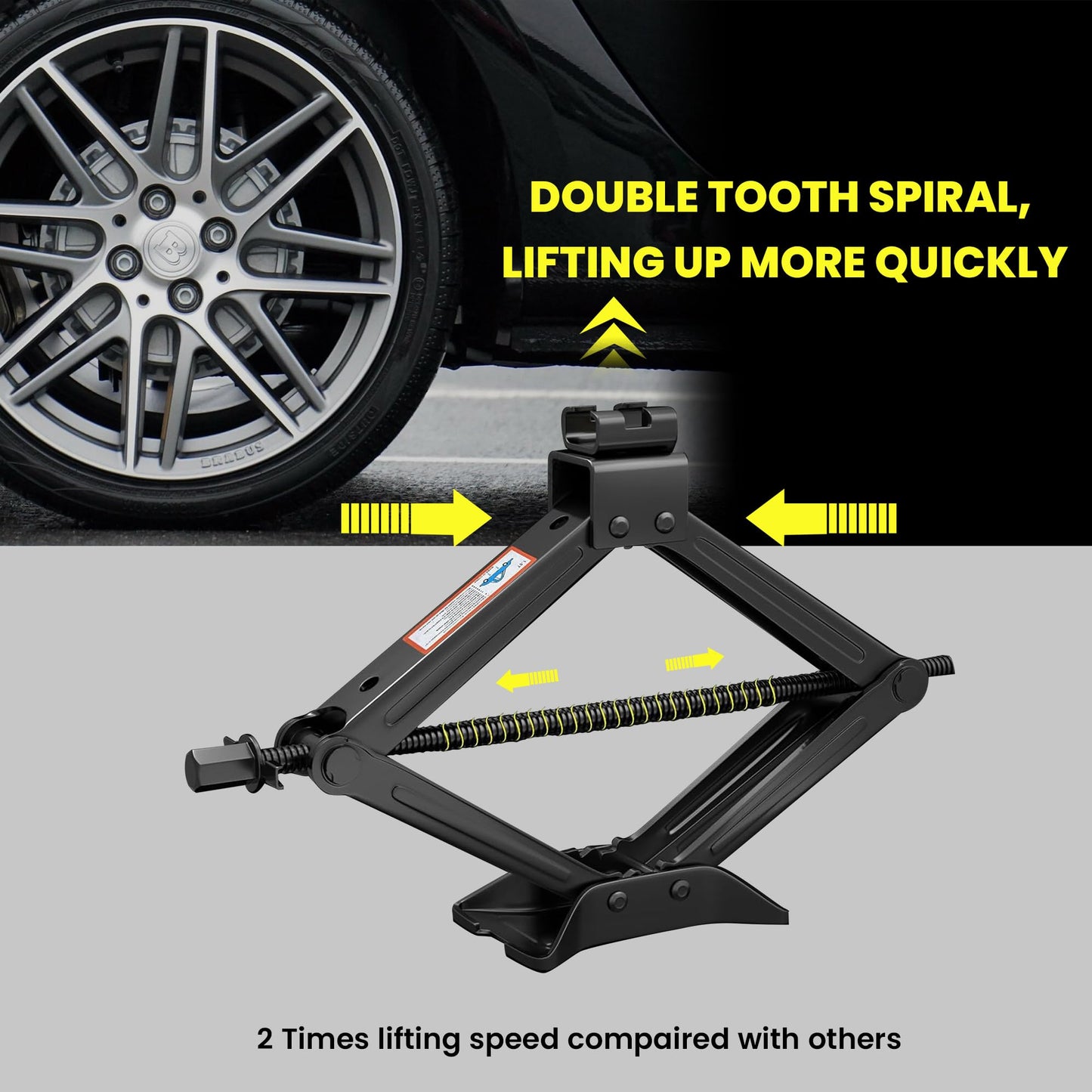 GRAND PITSTOP Car Jack Kit includes a 2 Ton (4409 lbs) Scissor Jack, Lug Wrench, and Tire Changing Kit. Universal Car Emergency Tool Kit for Cars, SUVs, and MPVs.