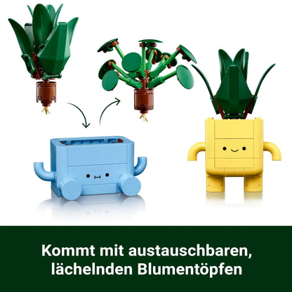 LEGO Botanicals Happy Plants - Toy for kids with 2 artificial plants, 2 colorful flower pots & interchangeable cartoon faces - Gift for girls and teenagers aged 9 and up - 10349