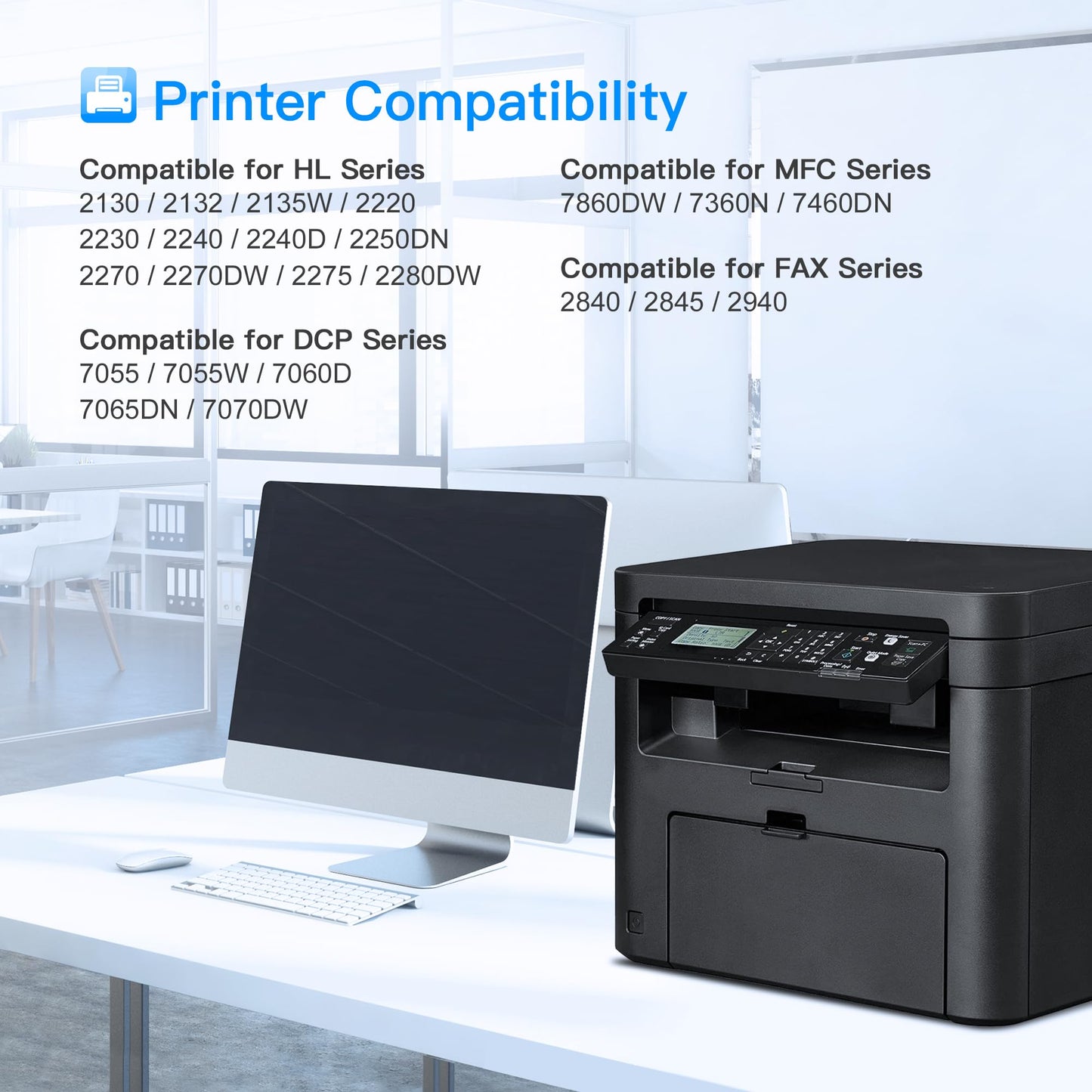 LxTek TN2220 Compatible Toner for Brother MFC-7360N MFC-7460DN MFC-7860DW FAX-2840 FAX-2940 HL-2130 HL-2240 HL-2250DN HL-2135W DCP-7055 DCP-7055W DCP-7065DN (2 Black)