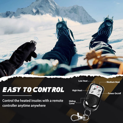 Dr. Warm Heated Insoles, Remote Control Thermal Insoles, Rechargeable Heated Shoe Inserts for Men & Women, Foot Warmers for Camping, Hiking, Skiing, and Outdoor Work (Black, S)