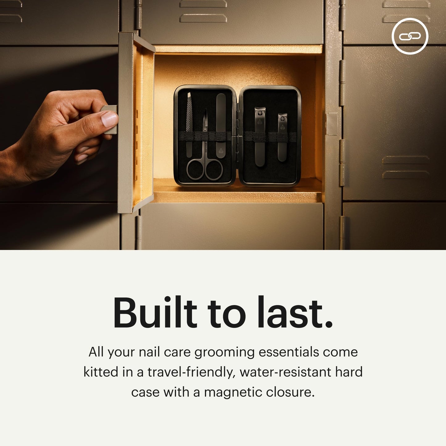 MANSCAPED® Shears 3.0, 5-piece travel nail care set for men, stainless steel manicure set with fingernail and toenail clippers, nail file, slant-tip tweezers, cuticle scissors, travel case.