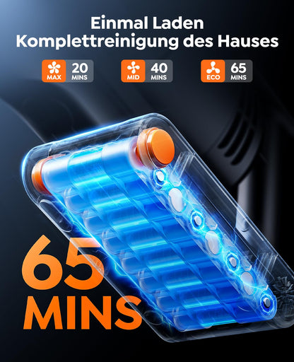 Fieety Cordless Vacuum Cleaner, 45KPa/550W/60Min with Wall-Mounted Charging Station, Aromatherapy, Auto Mode, Touchscreen, 1M Extendable Hose for Hard Floors Carpets Pet Hair Car