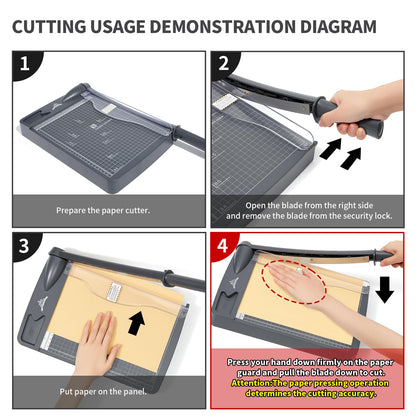 JIELISI Paper Cutter (Up to 80g A4, 12 sheets cutting capacity) Manual Cutting Machine, Paper Trimmer, Lever Cutter, Scissor for Paper and Photos, highest precision (Dark Gray)
