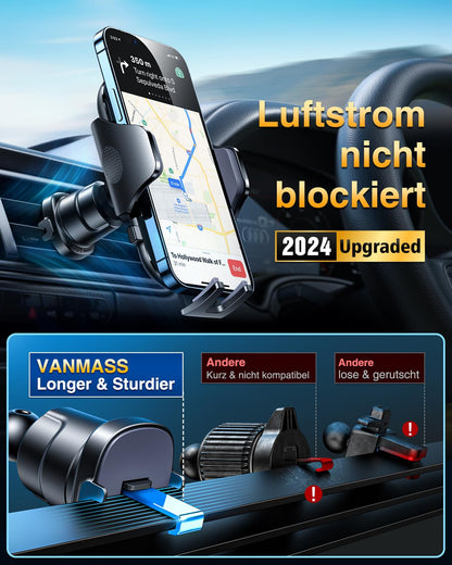 VANMASS Car Phone Holder Upgraded Adjustable Car Phone Mount Vent & Suction Cup Military Standard Smartphone Mount for iPhone 15 Samsung Huawei Mate 60 pro etc.