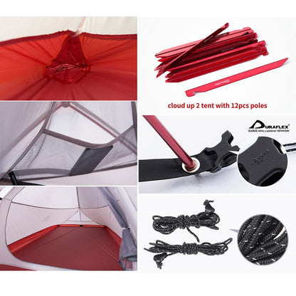 Naturehike Cloud-up 2 Ultralight Camping Tent for 2 People - Waterproof Double Layer Backpacking Tent 4 Seasons (Orange)