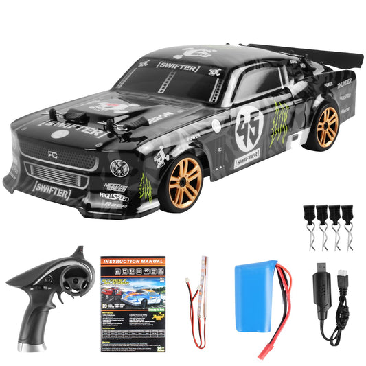 Goolsky RC Drift Car 1/18 2.4GHz 4WD 30km/h Motor RC180 Strong Magnetic RTR High Speed Rechargeable Environmentally Friendly RC Racing Car Remote Controlled Gift for Kids. 1 Battery