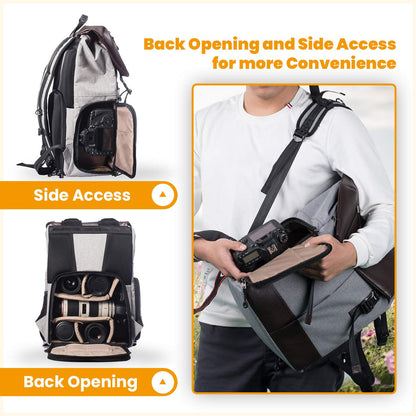 TARION camera backpack waterproof DSLR camera bag Certified protection class: IPX5 Waterproof camera backpack with rain cover for women and men.