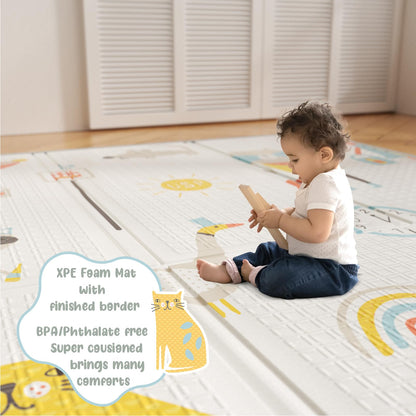 Uanlauo Foldable Baby Play Mat, Elephant Baby Crawling Mat Non-Toxic, Kids Play Mat with Edge Reinforcement, Crawling Blanket for Baby